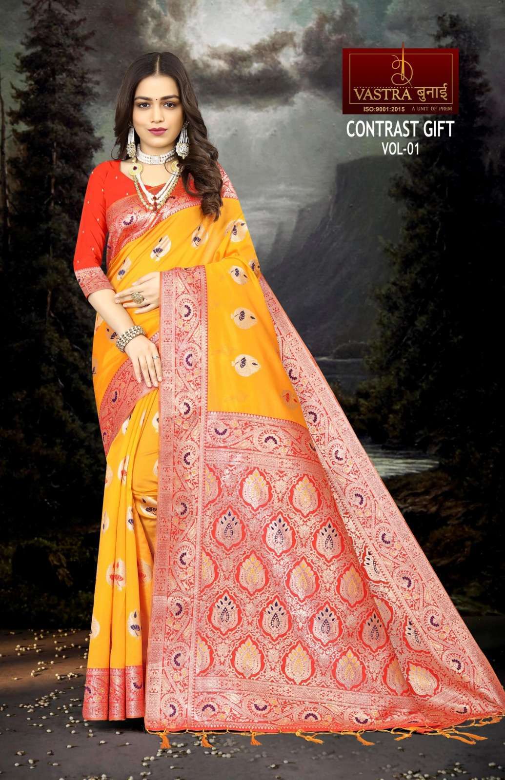 Vastra Bunai CONTRAST GIFT VOL 1 Saree Wholesale catalog