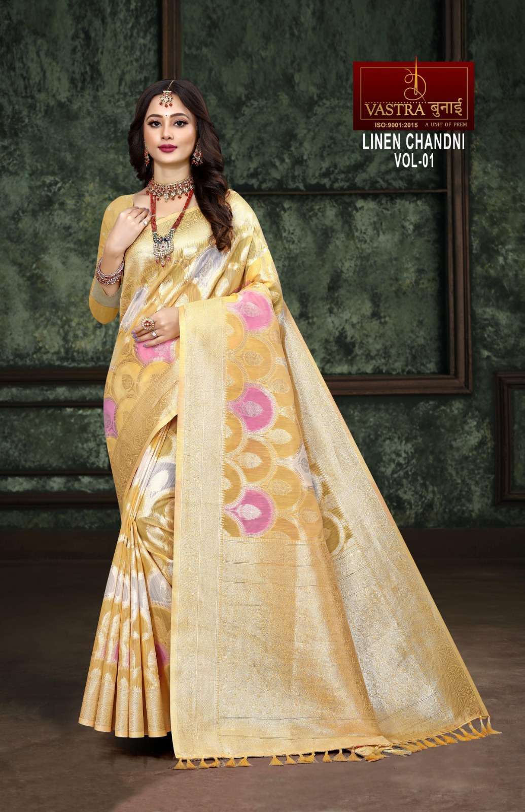 Vastra Bunai Linen Chandani Linen Saree Wholesale catalog