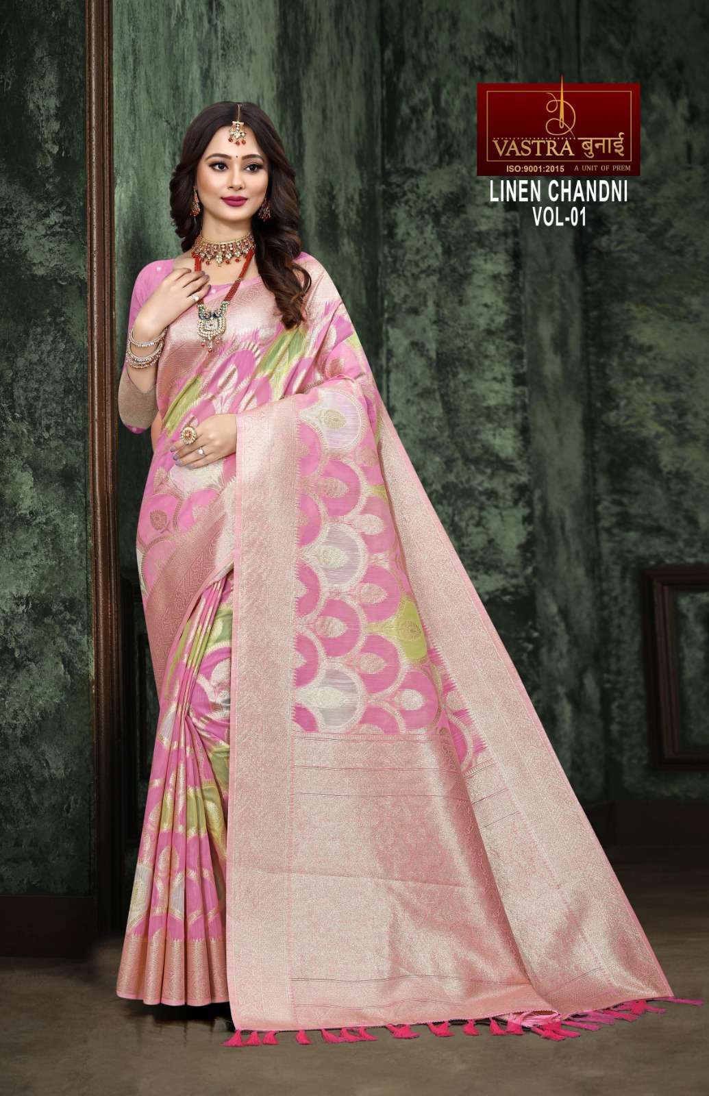 Vastra Bunai Linen Chandani Linen Saree Wholesale catalog