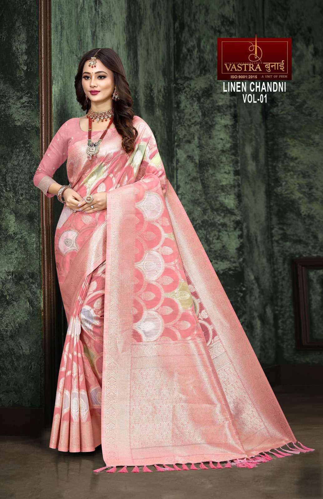 Vastra Bunai Linen Chandani Linen Saree Wholesale catalog
