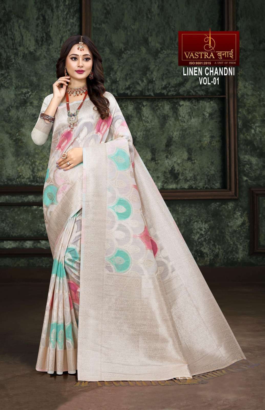 Vastra Bunai Linen Chandani Linen Saree Wholesale catalog