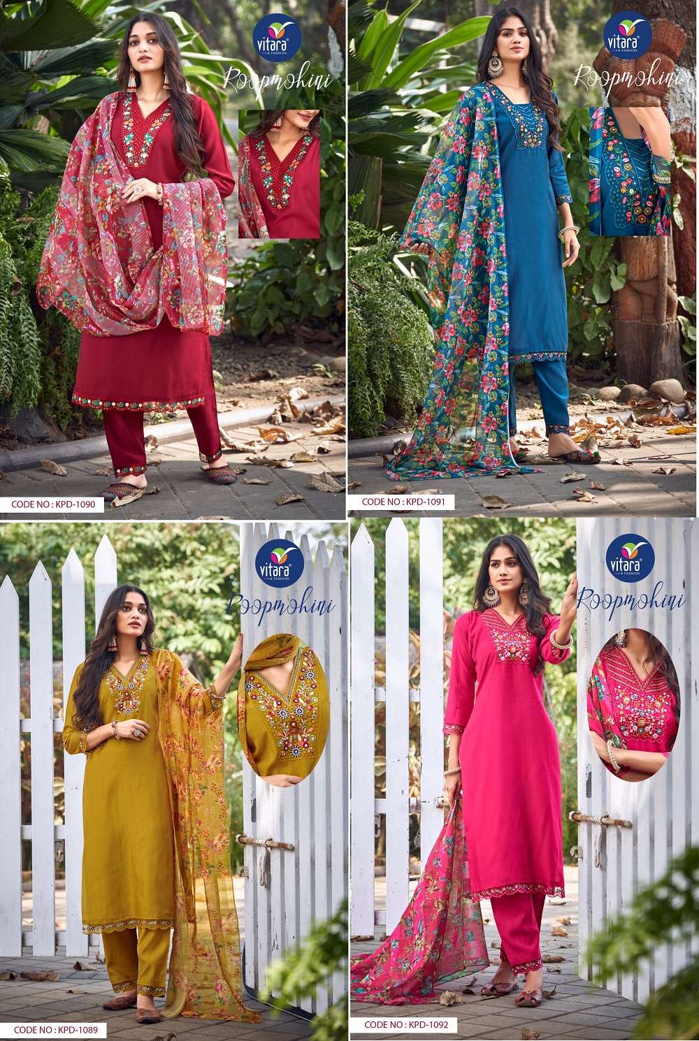 Vitara Roop Mohini Heavy Roman Silk Kurti With Bottom Dupatta Wholesale catalog