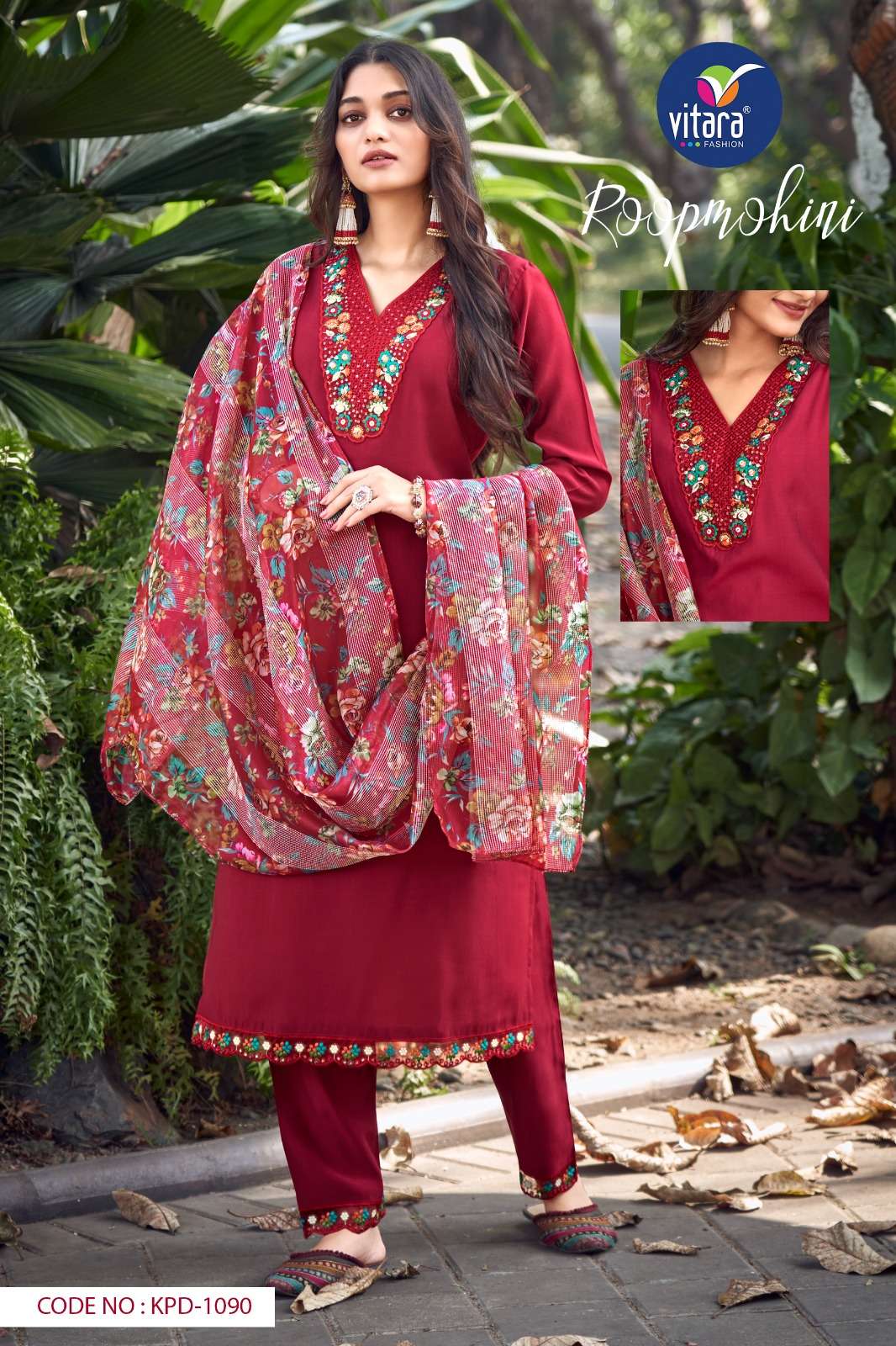 Vitara Roop Mohini Heavy Roman Silk Kurti With Bottom Dupatta Wholesale catalog