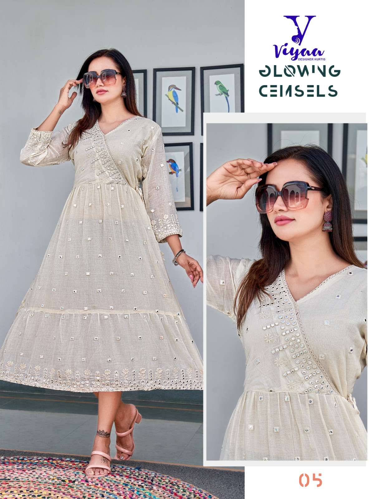  VIYAA DESIGNER MILKY MUL-MUL Kurti Wholesale catalog