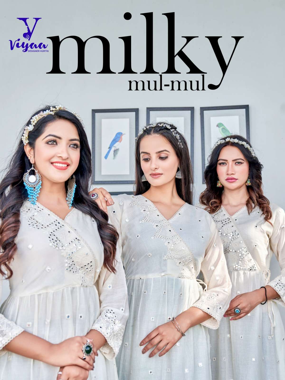  VIYAA DESIGNER MILKY MUL-MUL Kurti Wholesale catalog