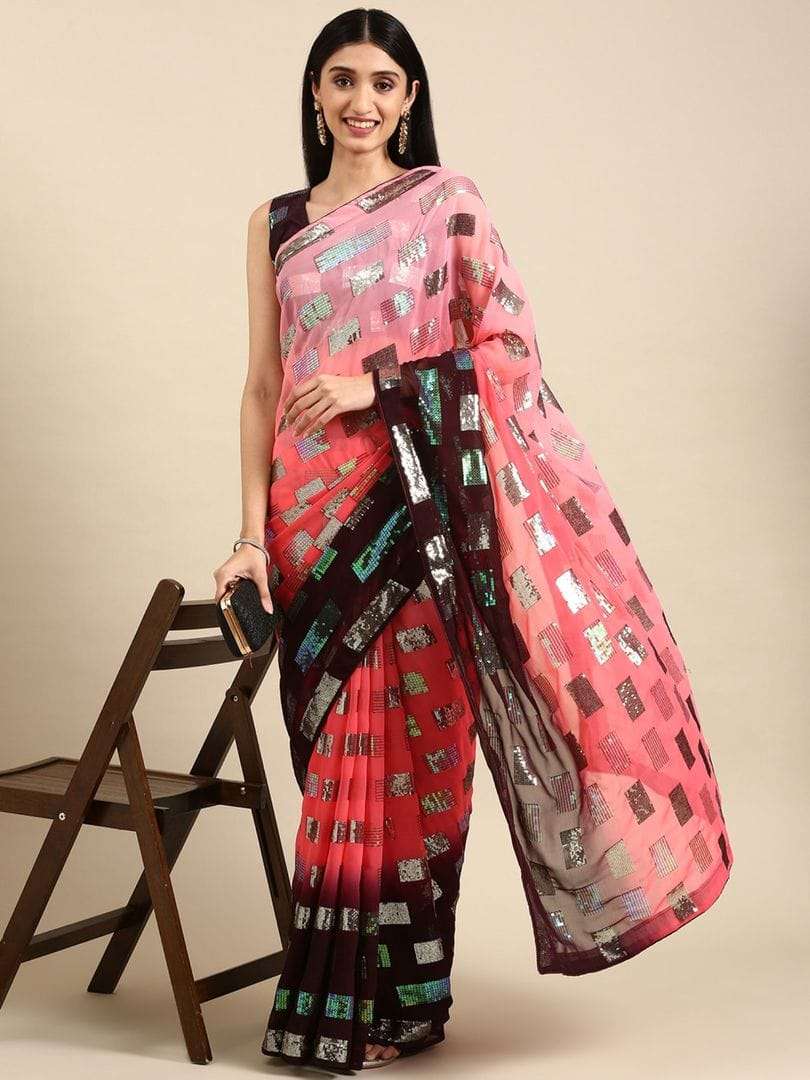 Vt 5014 Heavy Georgette Sequence Work Saree Wholesale catalog