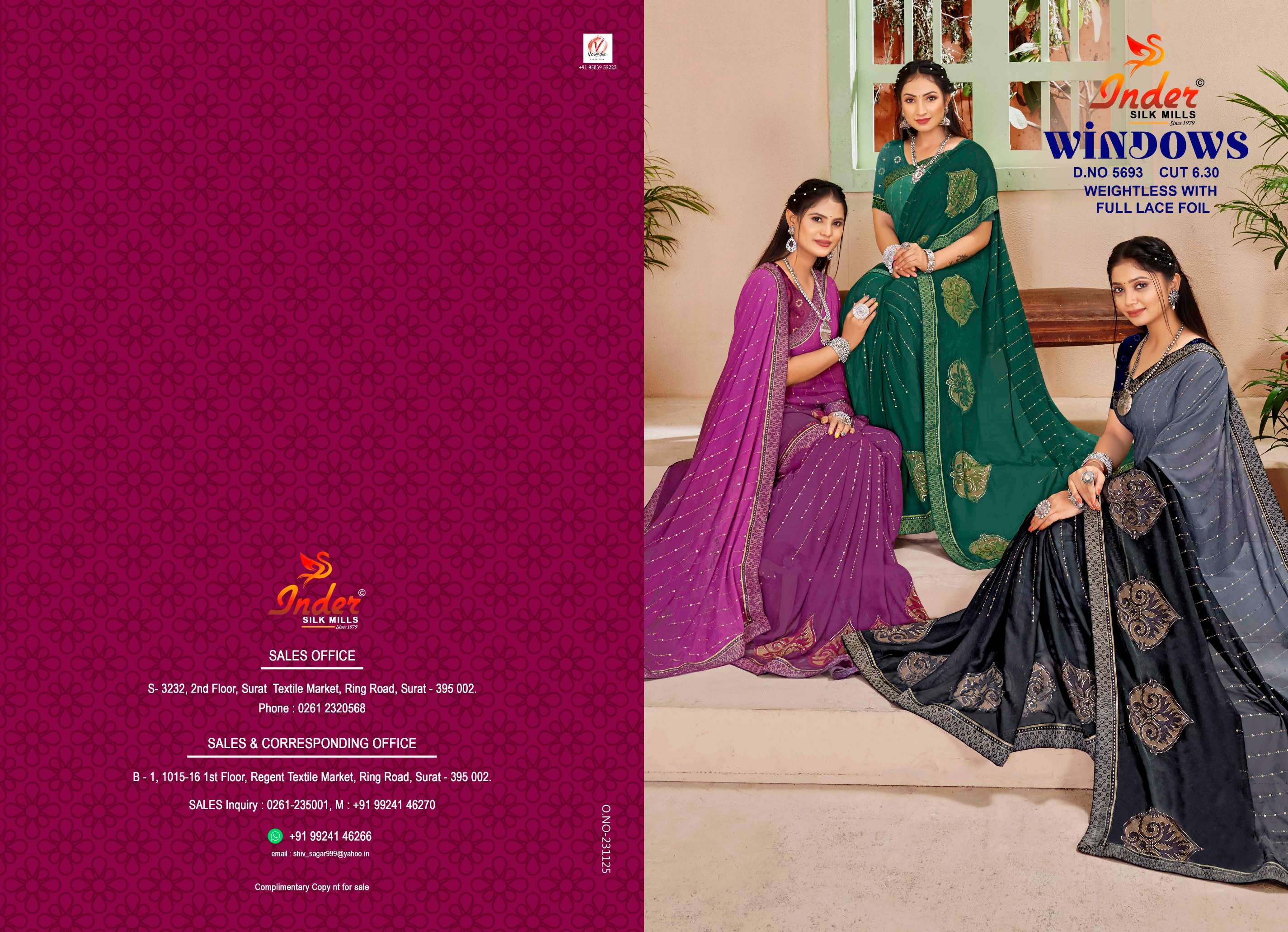 WINDOWS INDER SILK MILLS WEIGHTLESS Saree Wholesale catalog