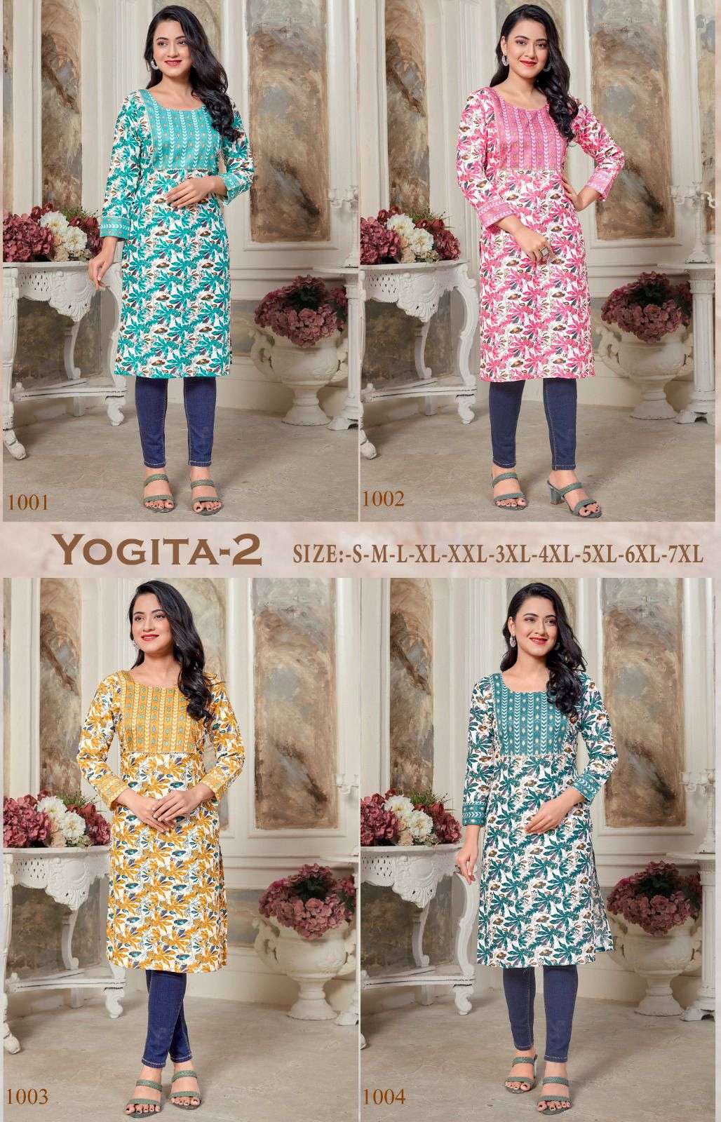 YOGITA-2 RAYON PROCIN PRINT Kurti Wholesale catalog