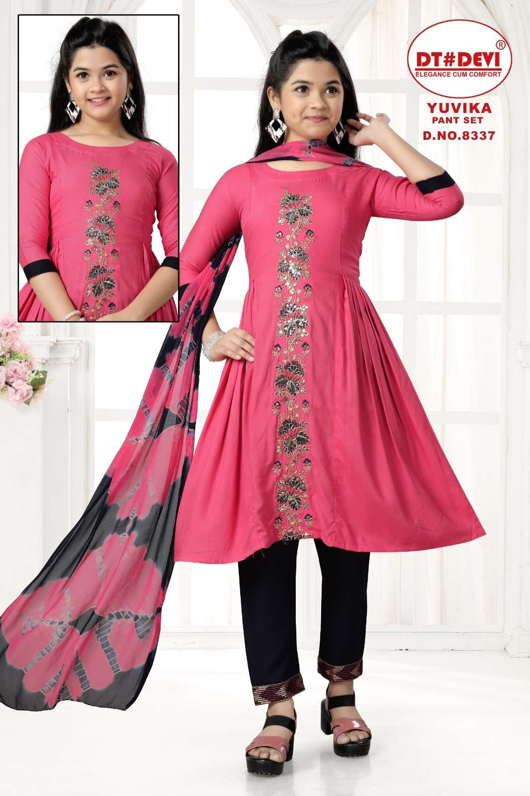 YUVIKA PANEL WORK KURTI WITH PANT ALONG WITH DUPATTA Kurti Wholesale catalog