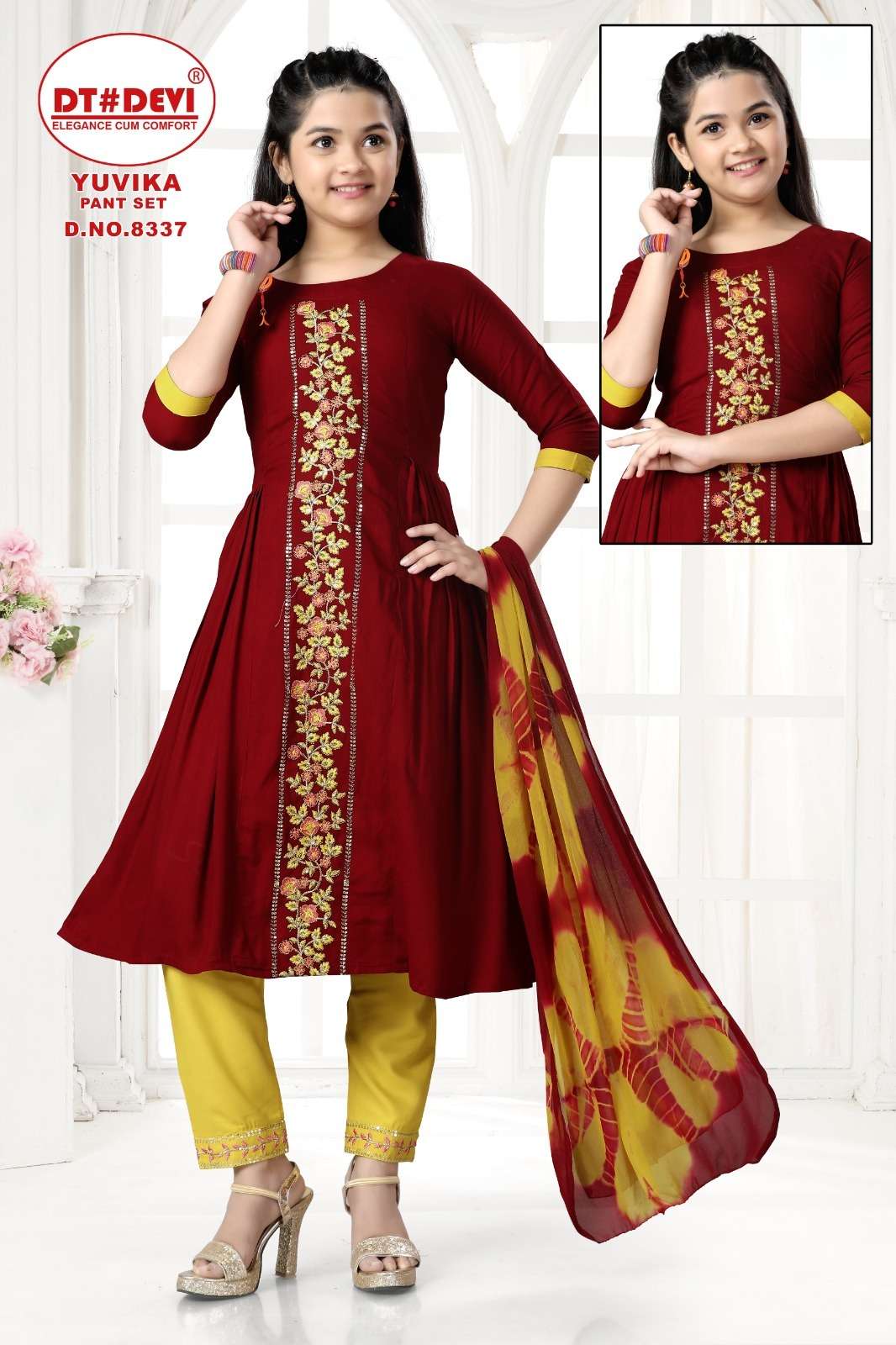 YUVIKA PANEL WORK KURTI WITH PANT ALONG WITH DUPATTA Kurti Wholesale catalog