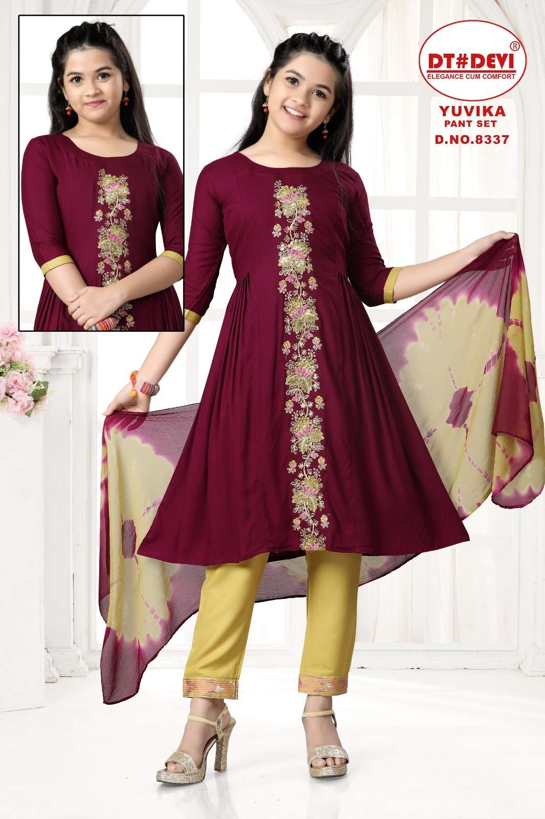 YUVIKA PANEL WORK KURTI WITH PANT ALONG WITH DUPATTA Kurti Wholesale catalog