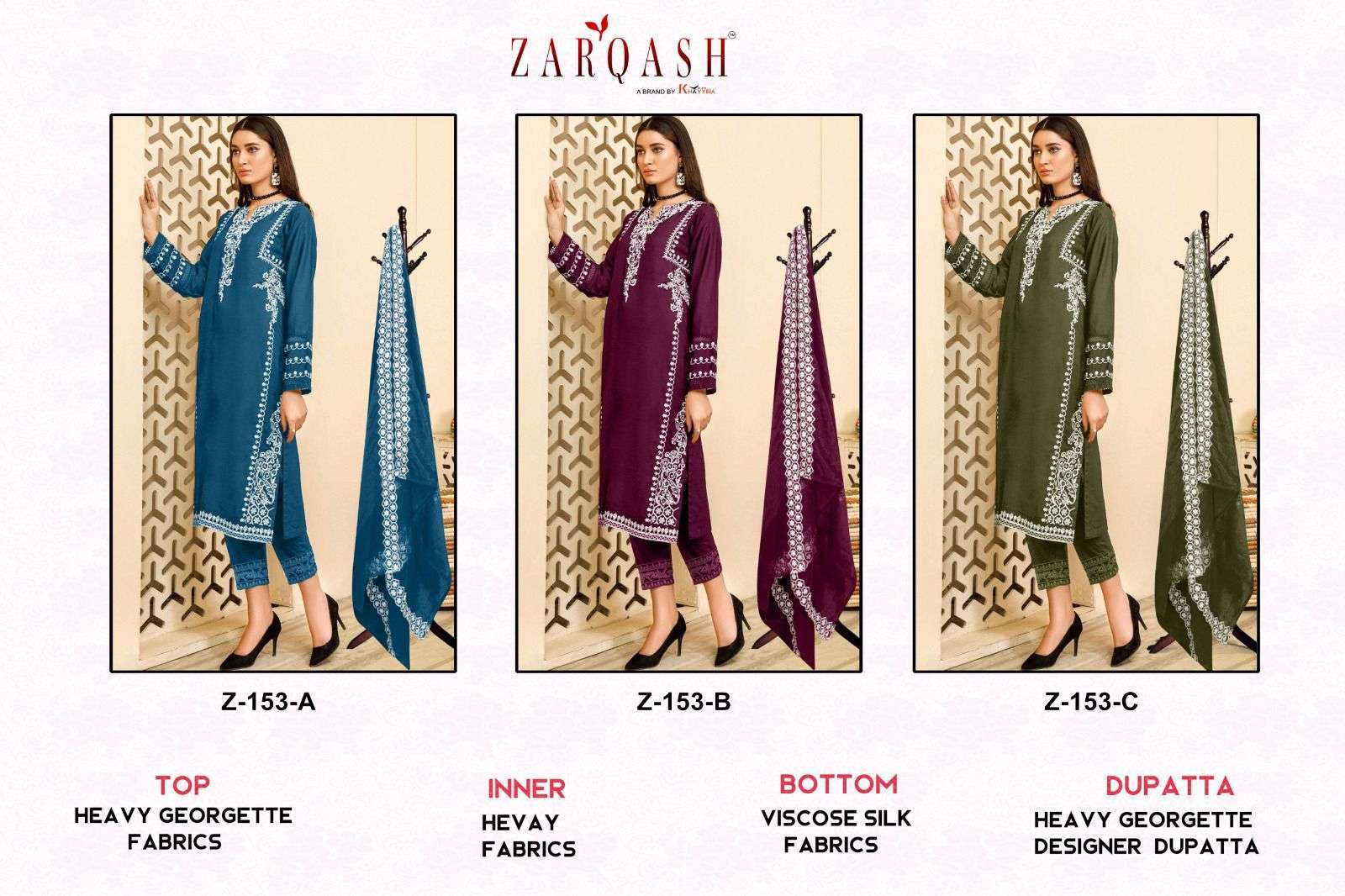 Zarqash Z 153 A To C Salwar Suits Wholesale catalog