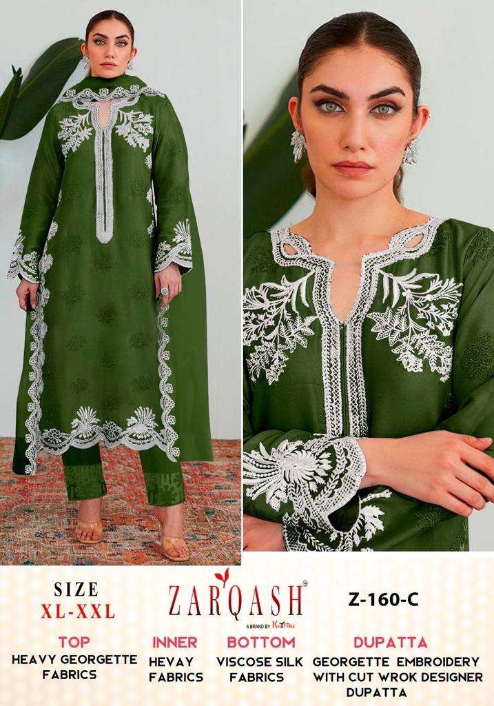 Zarqash Z 160 A To C Faux Georgette Pakistani Suits Wholesale catalog