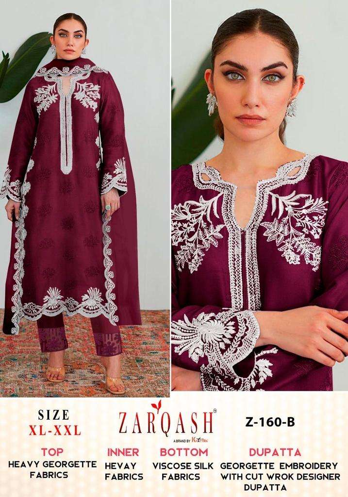 Zarqash Z 160 A To C Faux Georgette Pakistani Suits Wholesale catalog