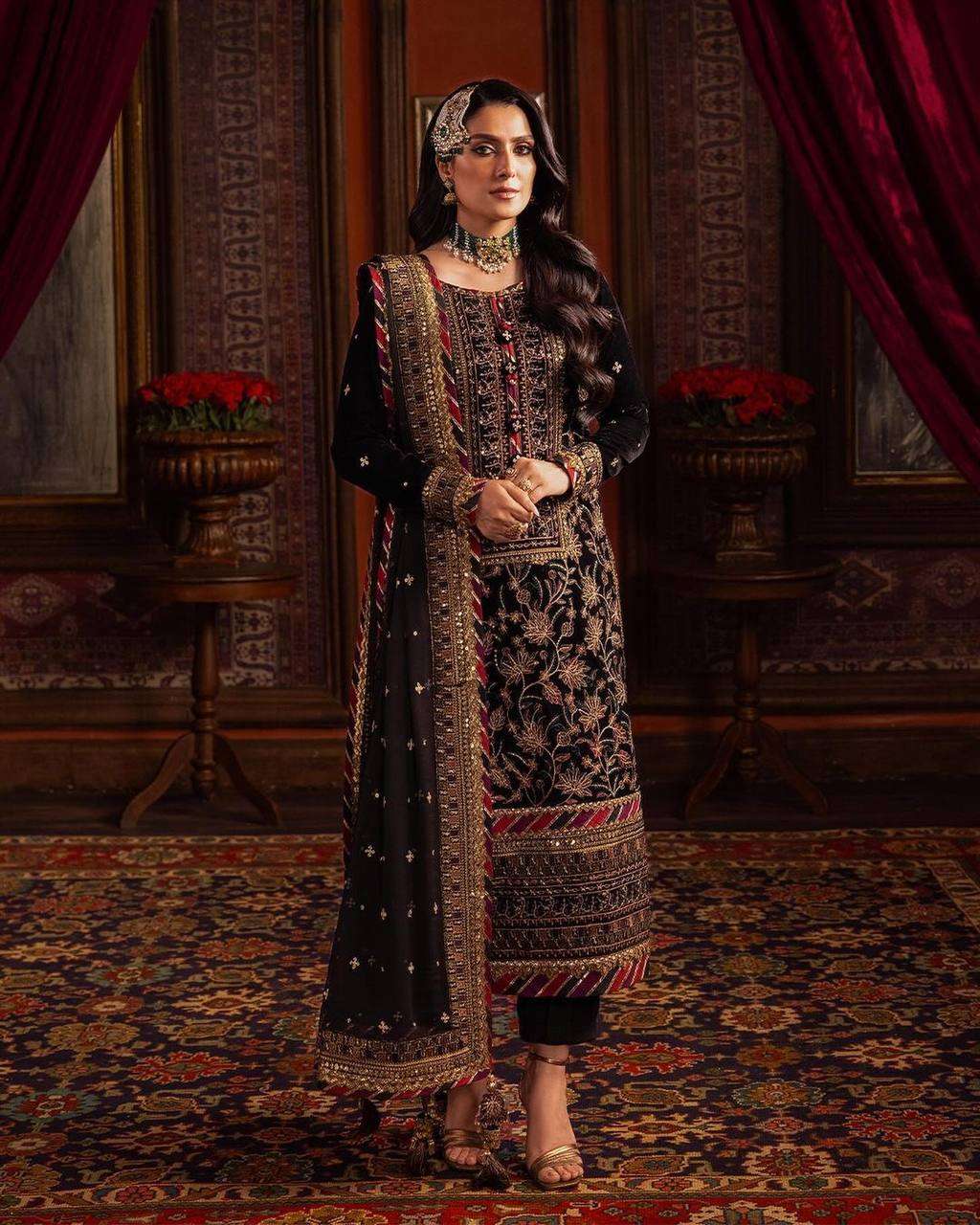 1165 Velvet Sequence Embroidery Work Salwar Suits Wholesale catalog
