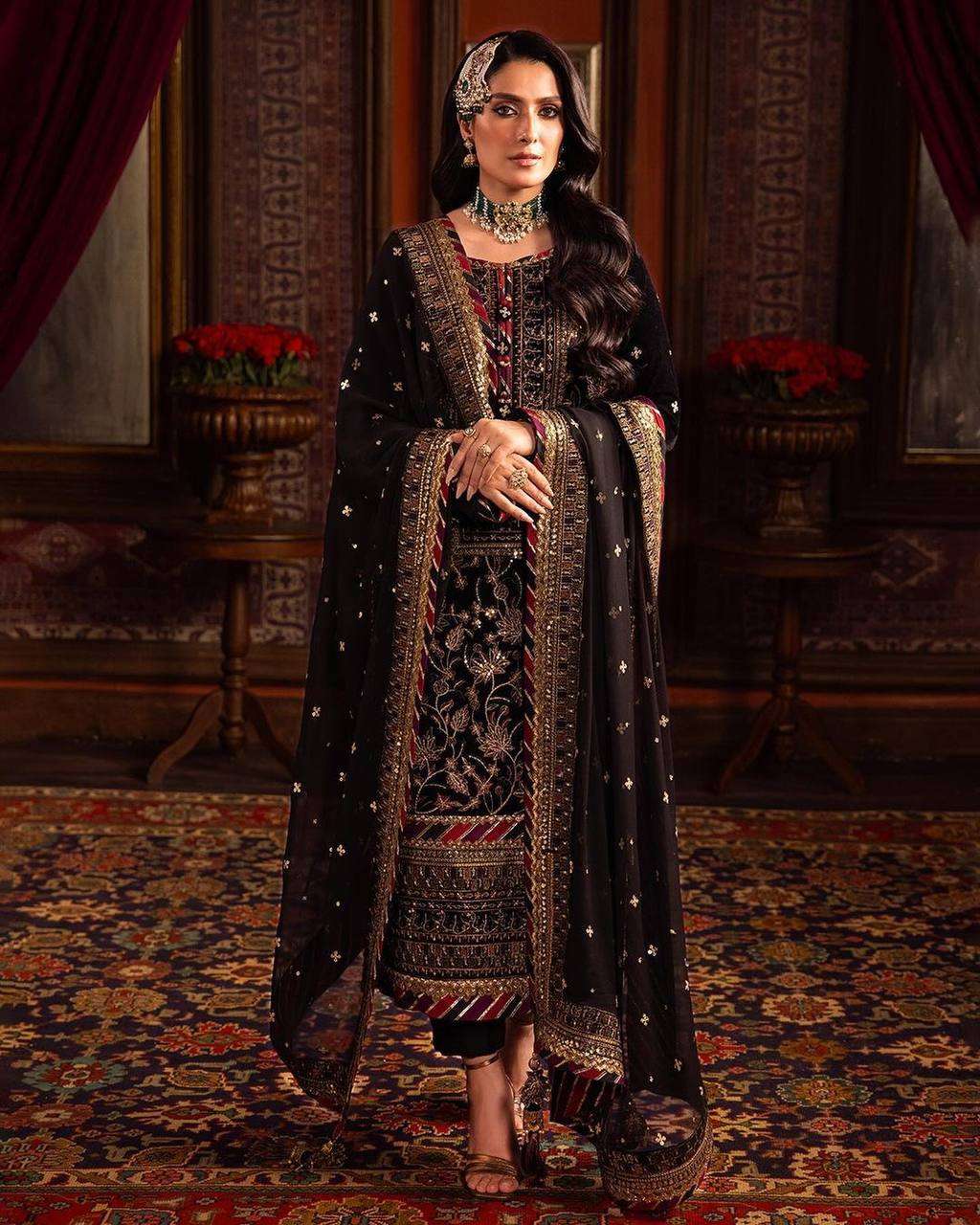 1165 Velvet Sequence Embroidery Work Salwar Suits Wholesale catalog