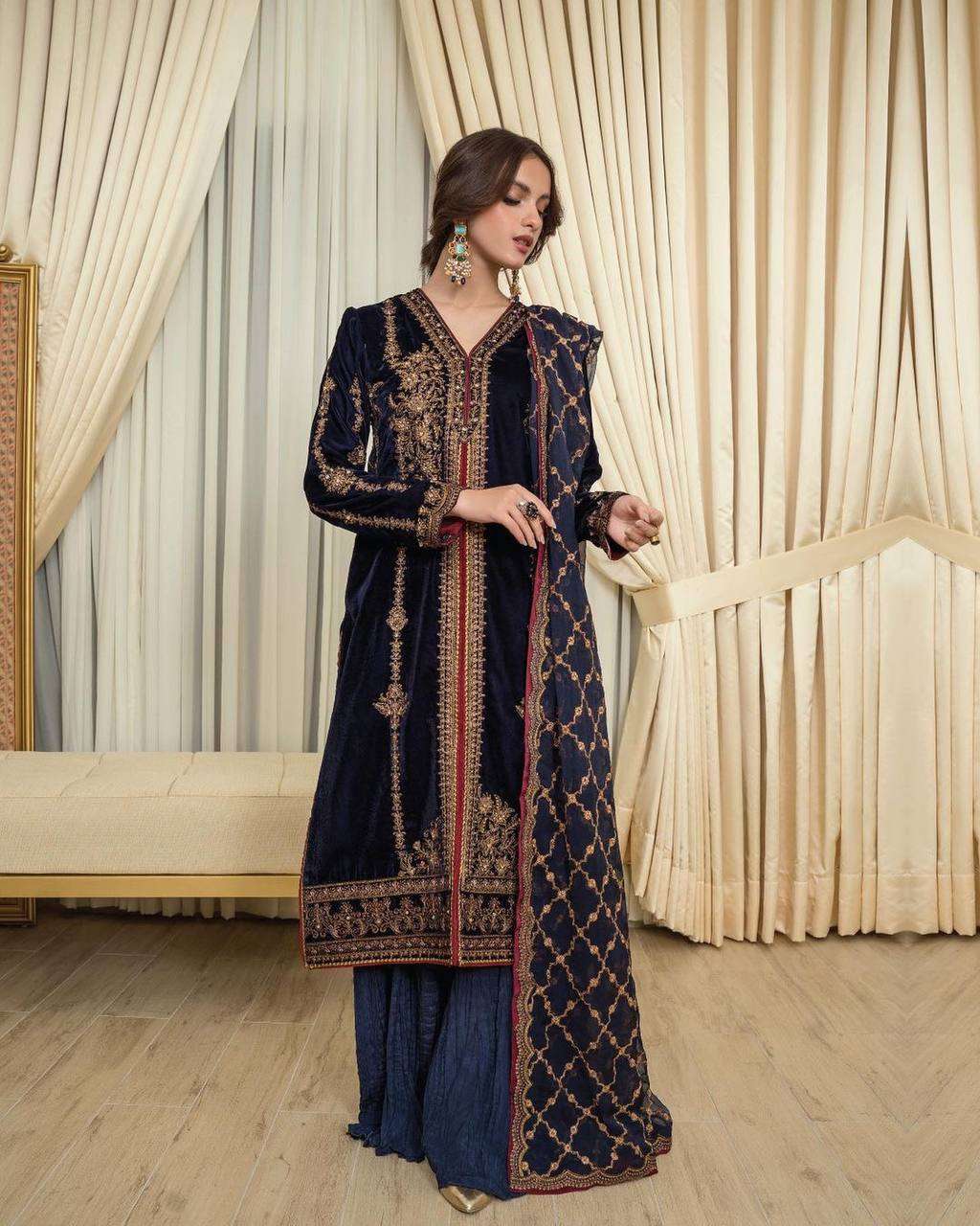 1166 Velvet Salwar Suits Wholesale catalog