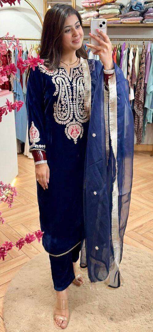 1167 Velvet With Embroidery Work Salwar Kameez Wholesale catalog