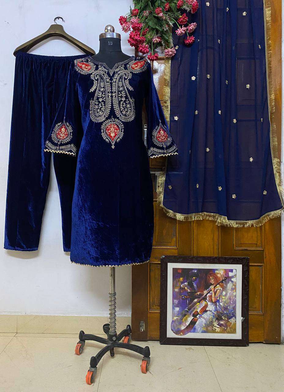 1167 Velvet With Embroidery Work Salwar Kameez Wholesale catalog