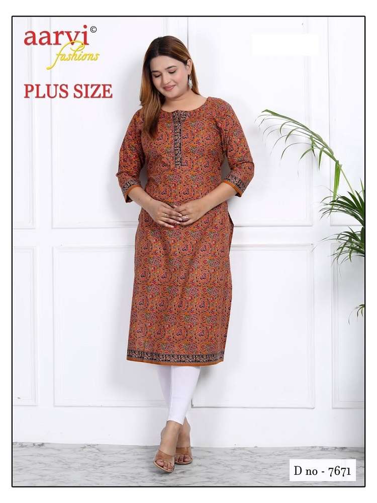 Aarvi Fashion Plus Size Vol-3 -Straight Kurtis -Wholesale Catalog