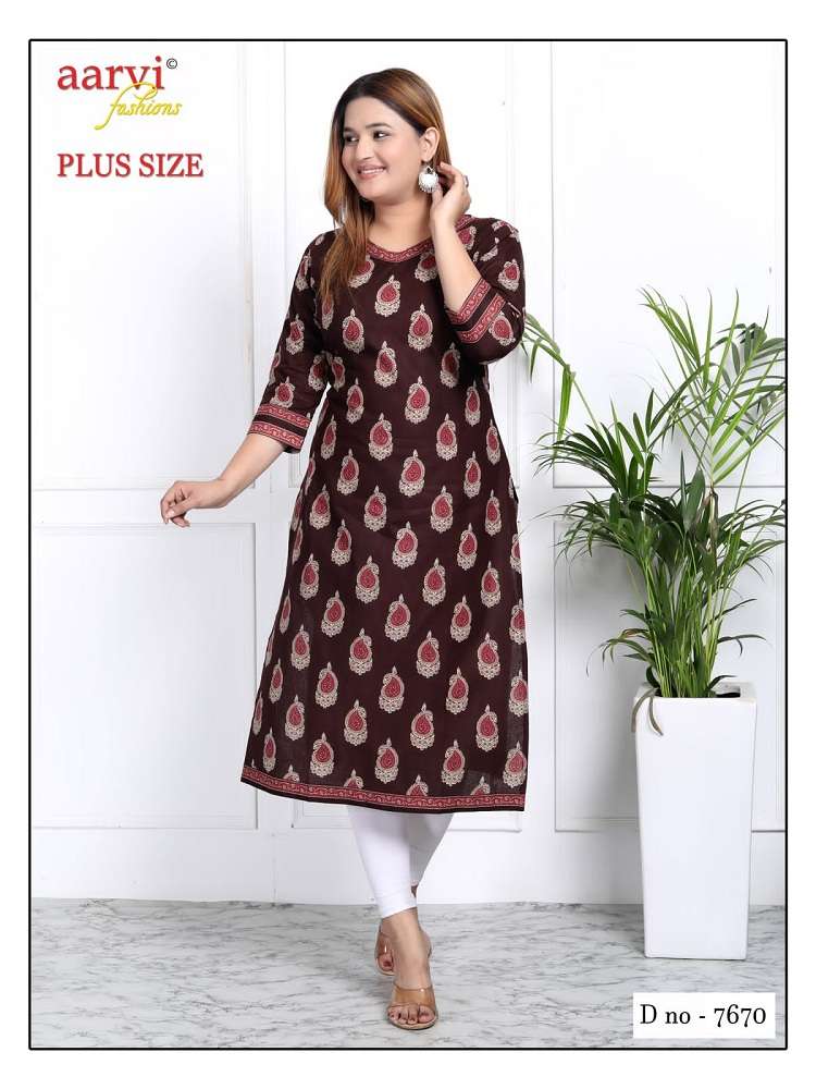 Aarvi Fashion Plus Size Vol-3 -Straight Kurtis -Wholesale Catalog