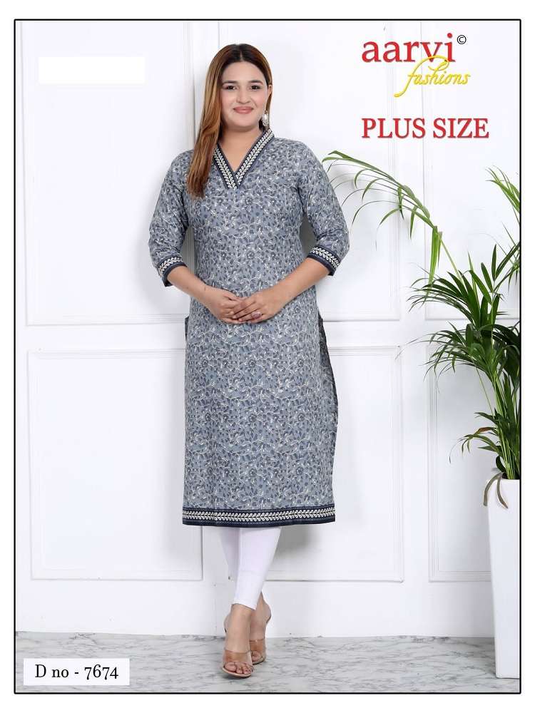 Aarvi Fashion Plus Size Vol-3 -Straight Kurtis -Wholesale Catalog