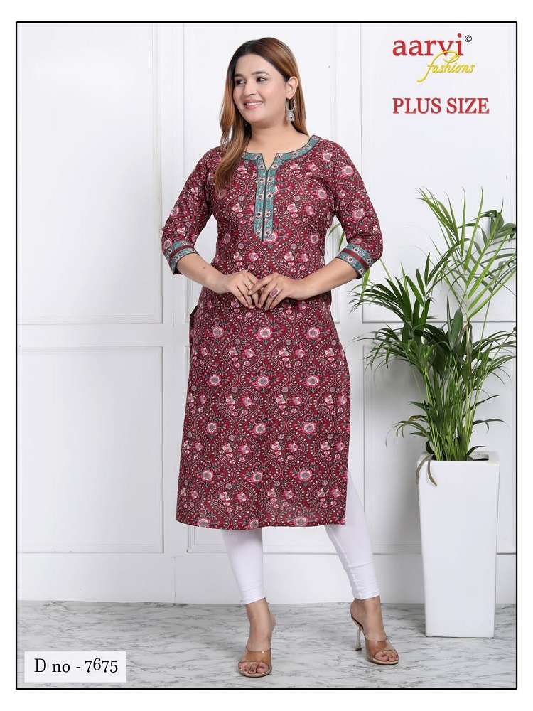 Aarvi Fashion Plus Size Vol-3 -Straight Kurtis -Wholesale Catalog