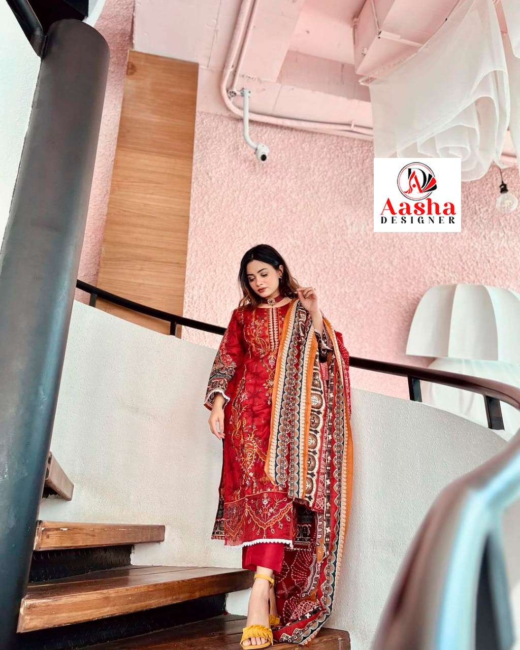 Aasha 1038 Cotton Dupatta Pakistani Suits Wholesale catalog