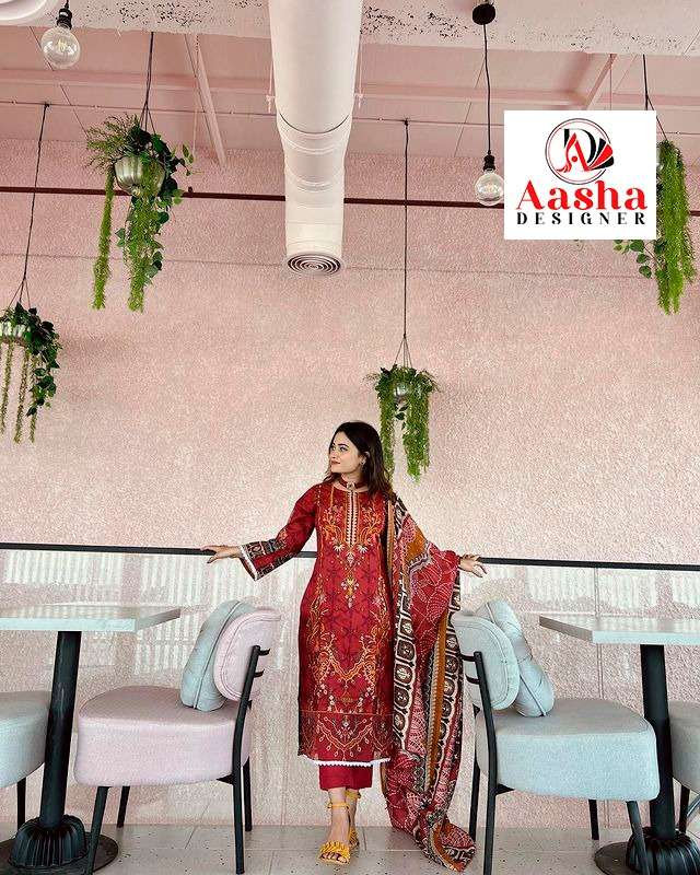Aasha 1038 Cotton Dupatta Pakistani Suits Wholesale catalog