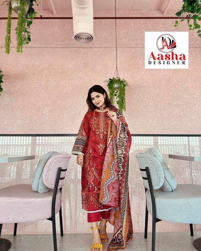 Aasha 1038 Cotton Dupatta Pakistani Suits Wholesale catalog