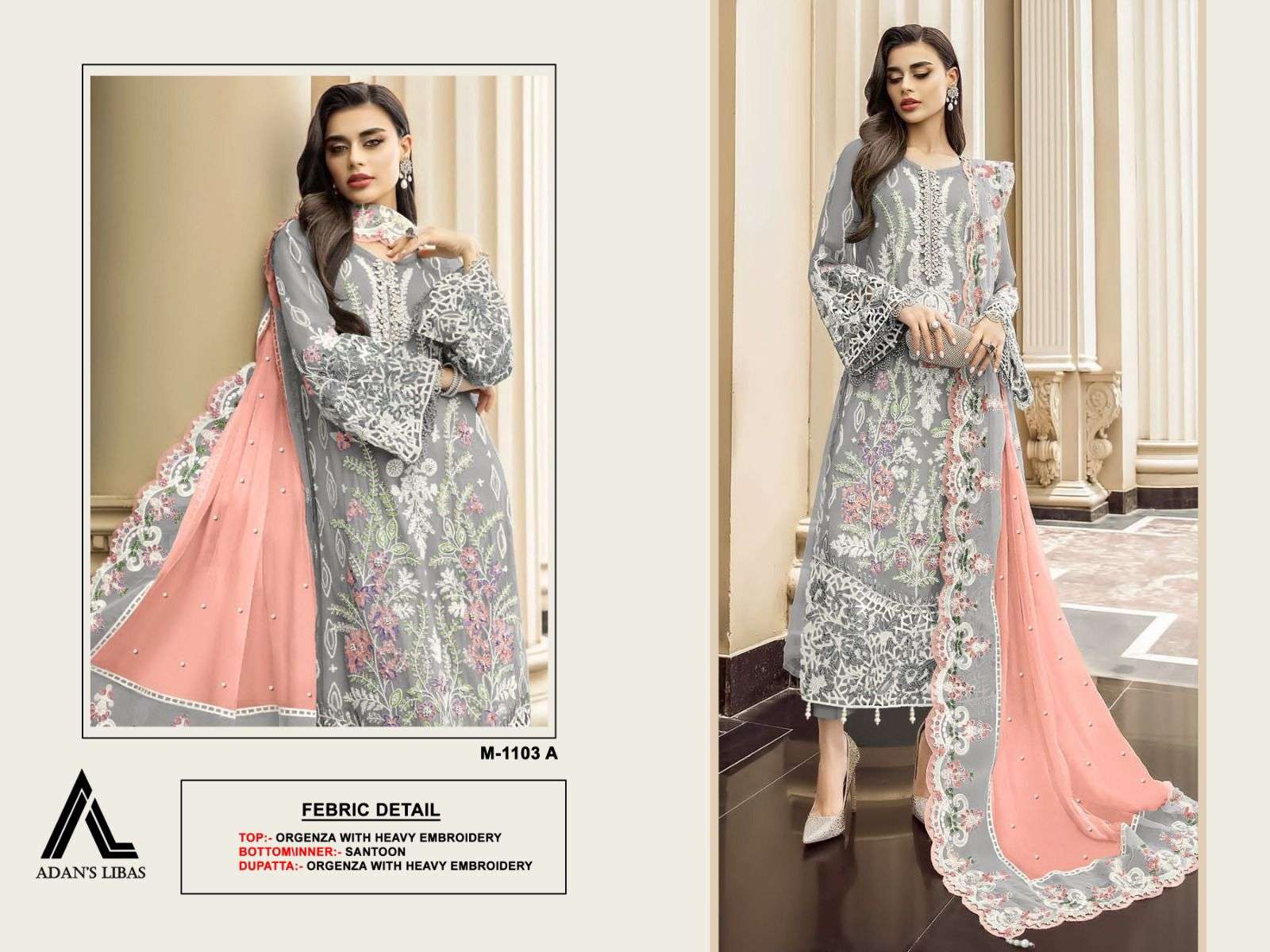 Adan Libas 1103 Organza Pakistani Suits Wholesale catalog