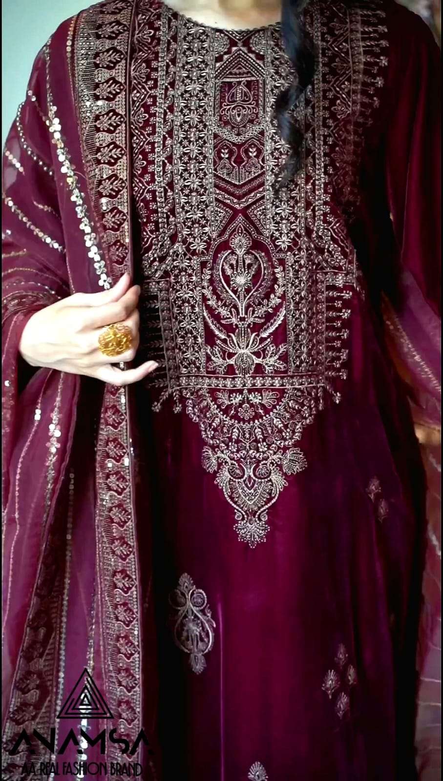 Anamsa 255 Velvet Embroidered Pakistani Suits Wholesale catalog