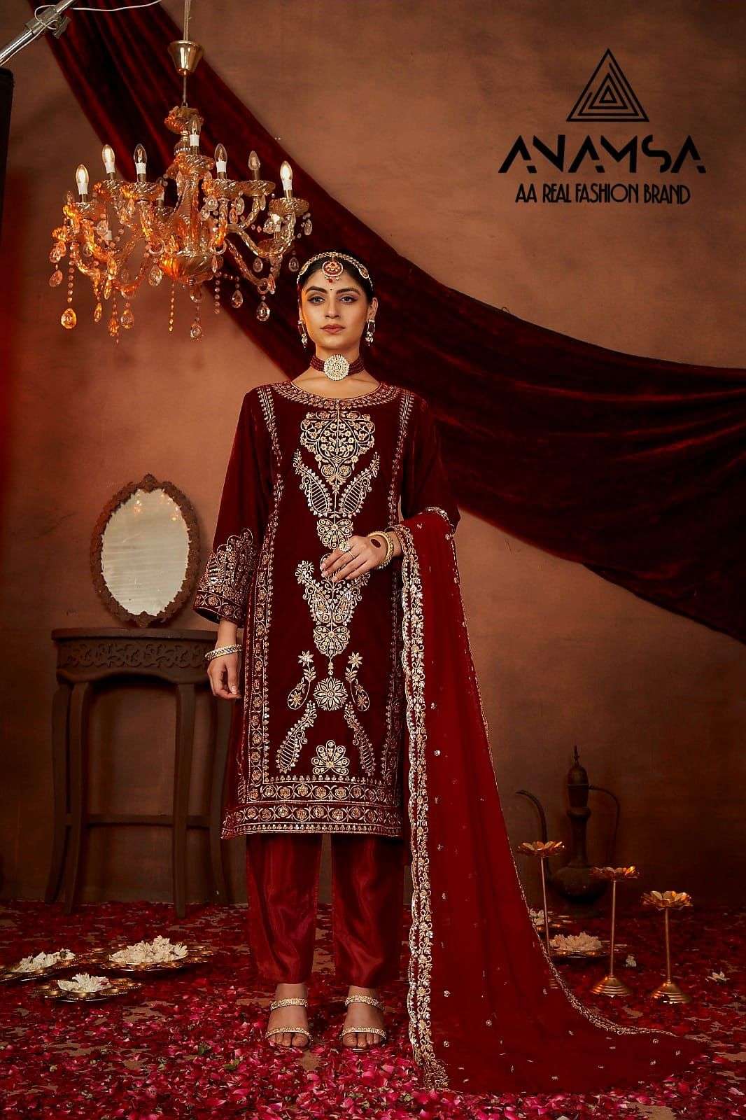 Anamsa 261 Pure Velvet Pakistani Suits Wholesale catalog