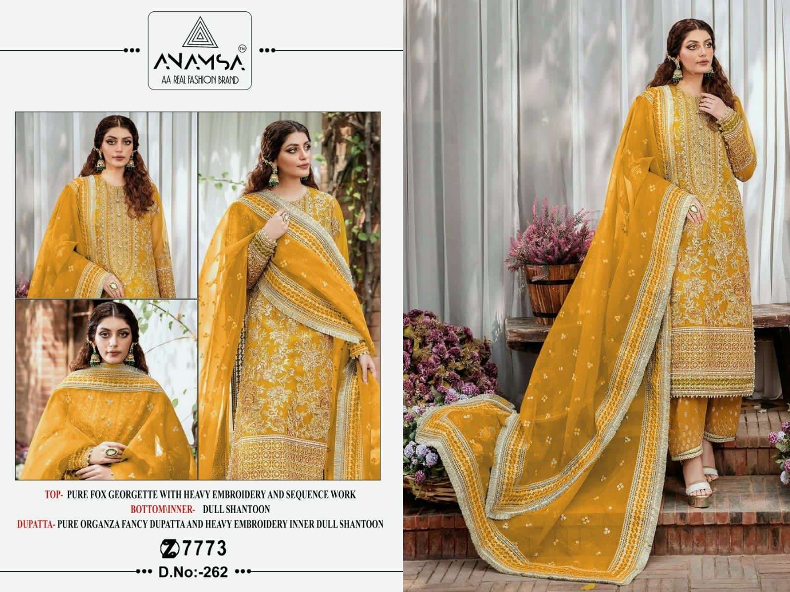 Anamsa 262 Faux Georgette Pakistani Salwar Kameez Wholesale catalog