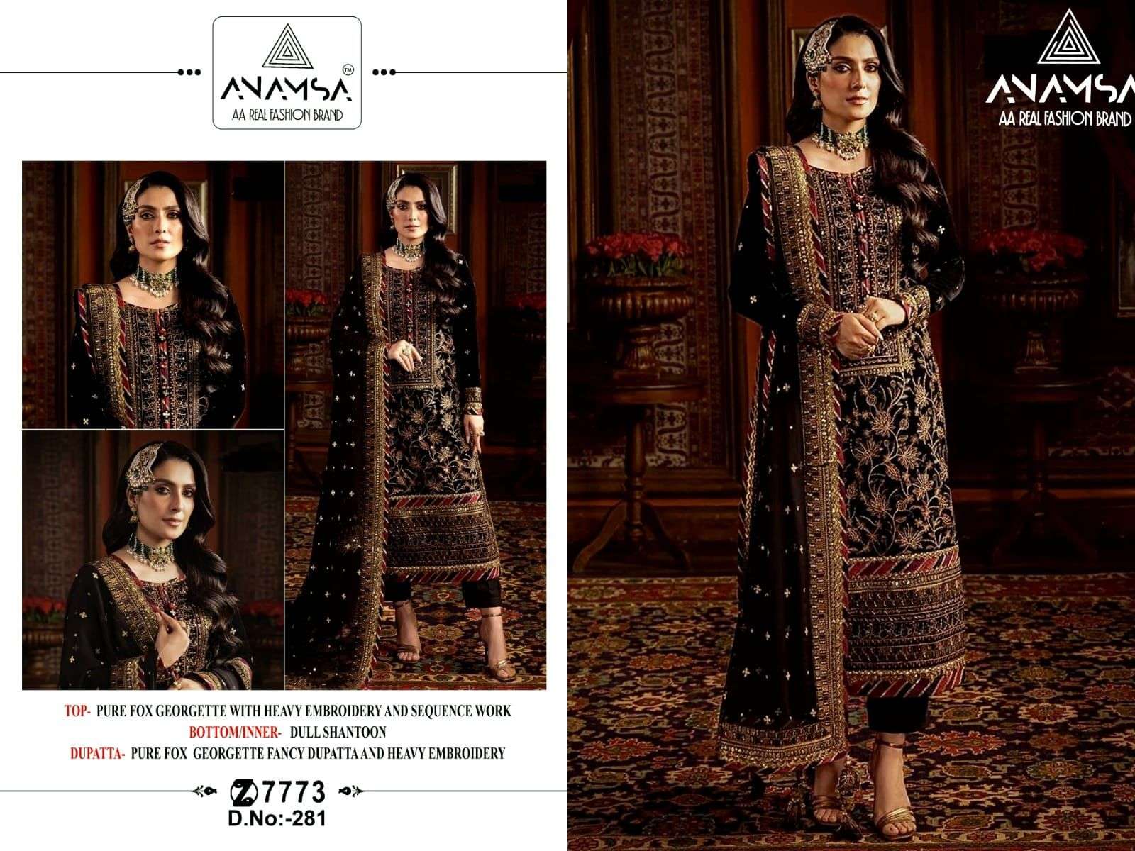 Anamsa 281 Faux Georgette Pakistani Suits Wholesale catalog