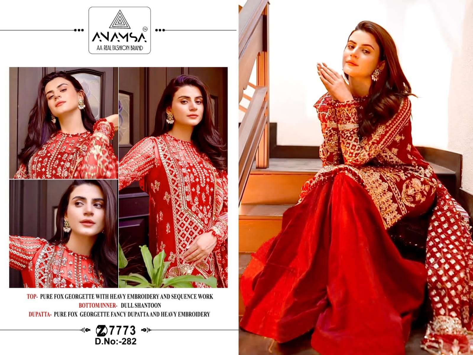 Anamsa 282 Faux Georgette Pakistani Suits Wholesale catalog