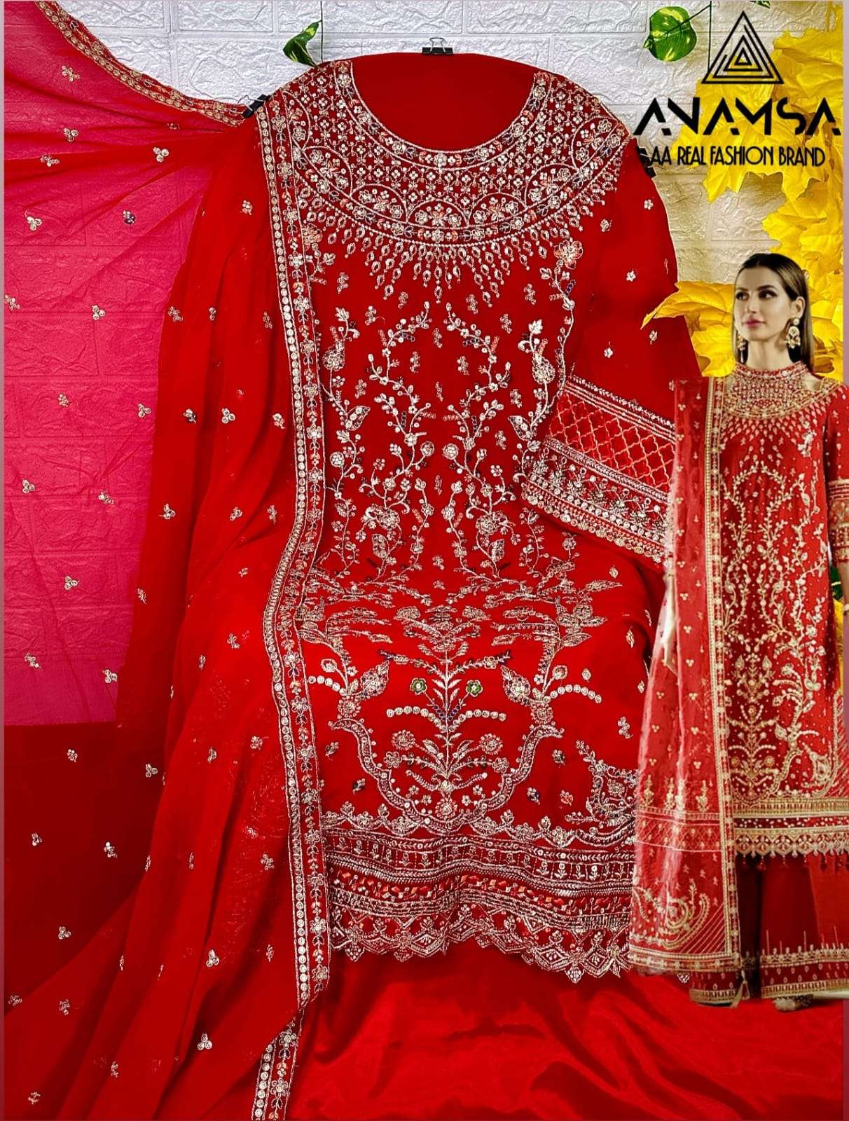 Anamsa 284 Faux Georgette Embroidered Pakistani Suits Wholesale catalog