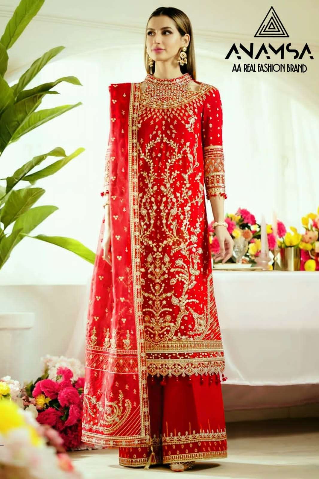 Anamsa 284 Faux Georgette Embroidered Pakistani Suits Wholesale catalog