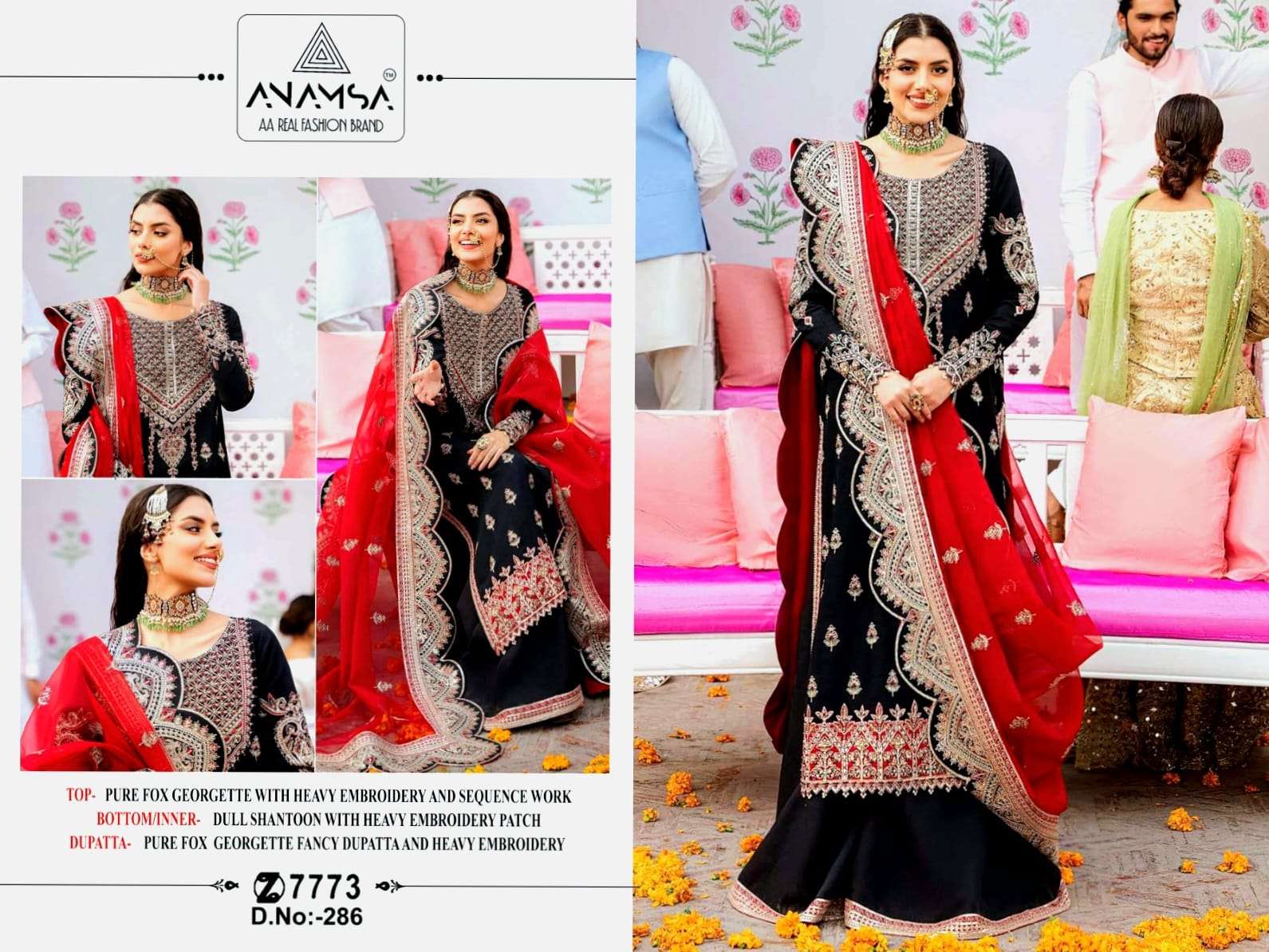 Anamsa 286 Faux Georgette Salwar Suits Wholesale catalog