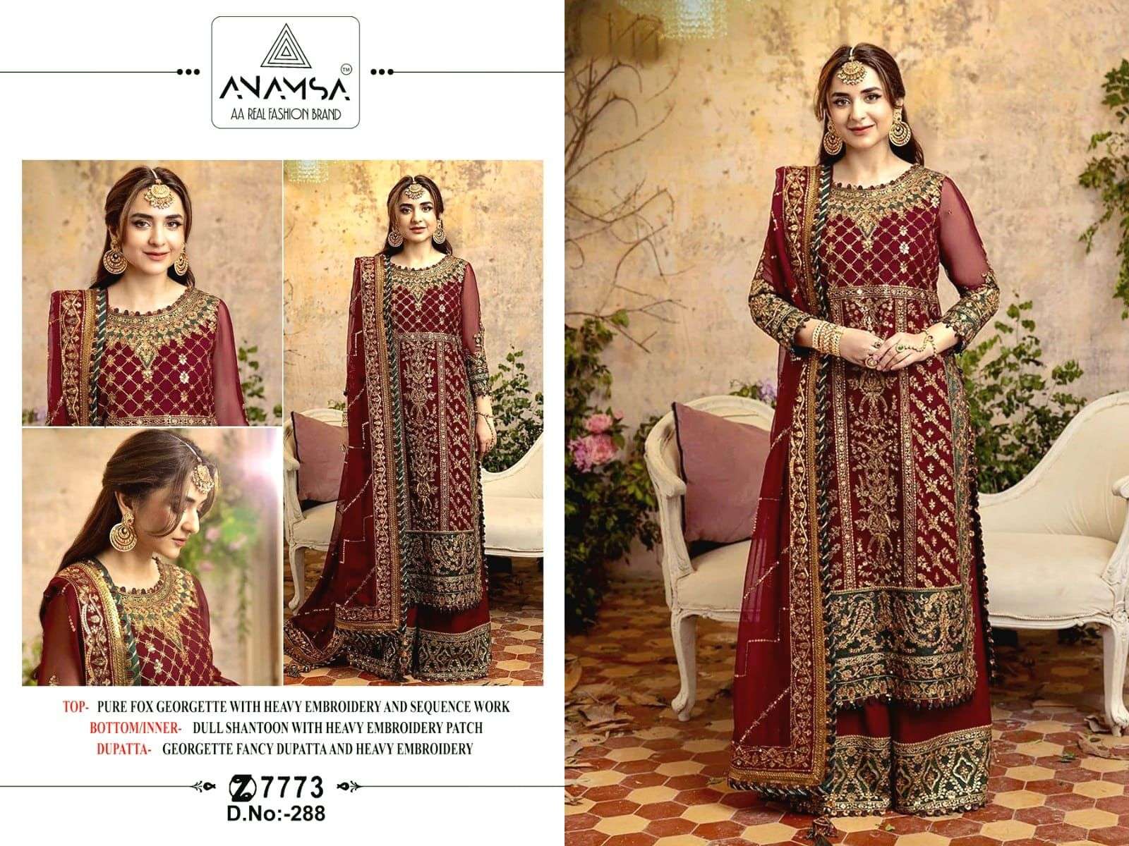 Anamsa 288 Pure Faux Georgette Salwar Kameez Wholesale catalog