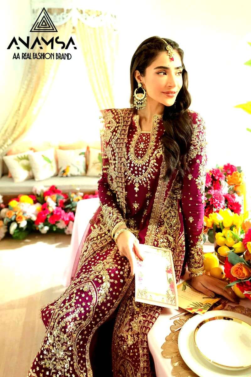 Anamsa 289 Faux Georgette Embroidered Pakistani Suits Wholesale catalog