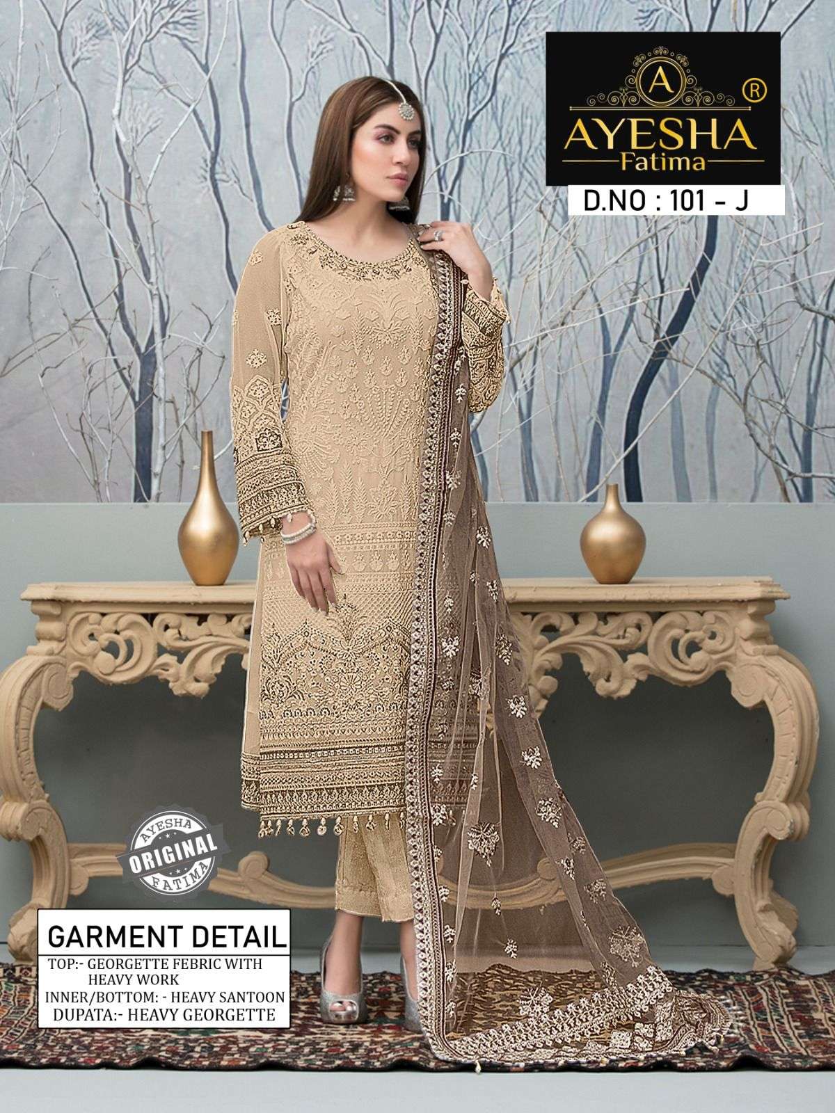 Ayesha Fatima 101 Georgette Pakistani Suits Wholesale catalog