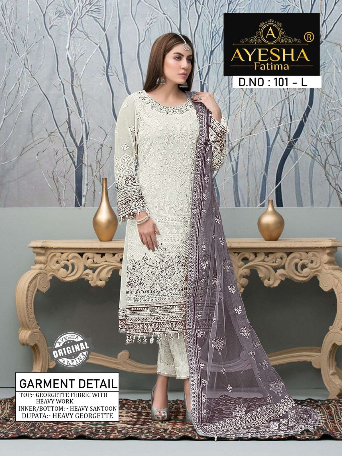 Ayesha Fatima 101 Georgette Pakistani Suits Wholesale catalog