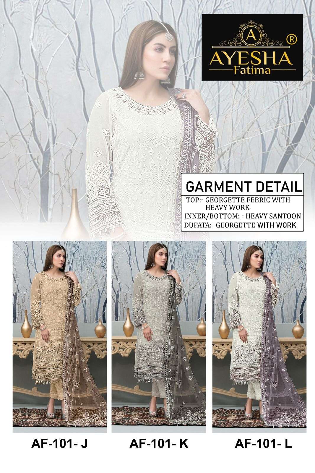Ayesha Fatima 101 Georgette Pakistani Suits Wholesale catalog