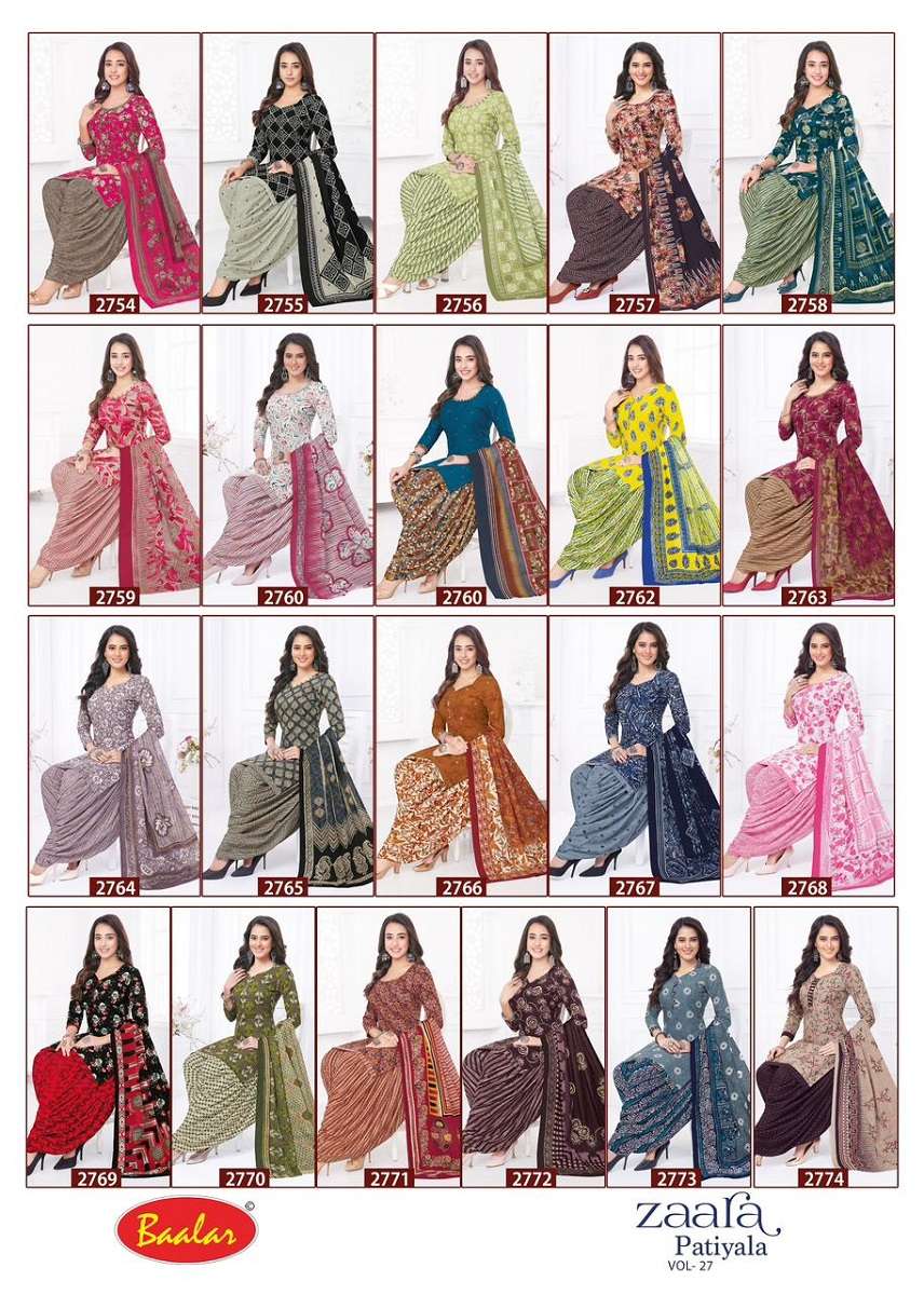 Baalar Zaara Patiyala Special Vol-27 -Dress Material -Wholesale Catalog