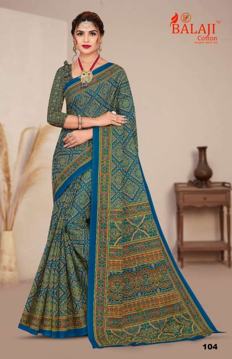 Balaji Ajrakh Cotton Saree -Wholesale Catalog