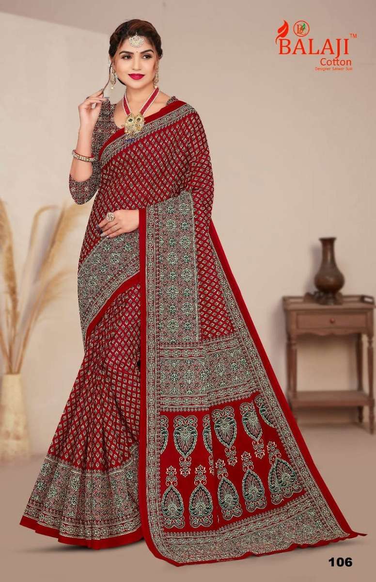Balaji Ajrakh Cotton Saree -Wholesale Catalog