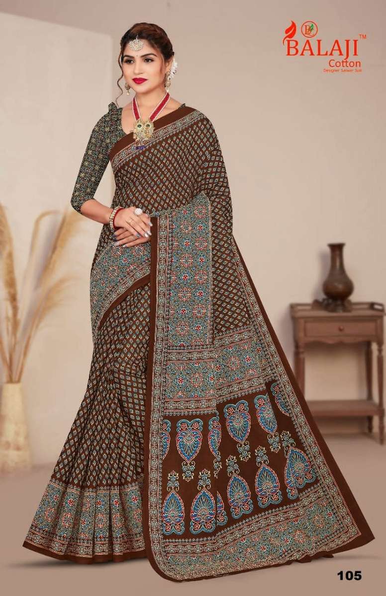 Balaji Ajrakh Cotton Saree -Wholesale Catalog