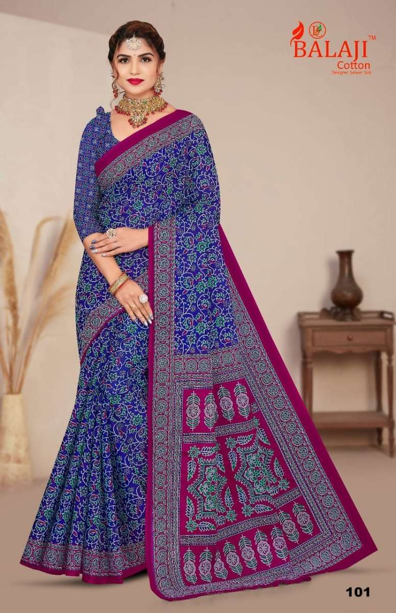 Balaji Ajrakh Cotton Saree -Wholesale Catalog