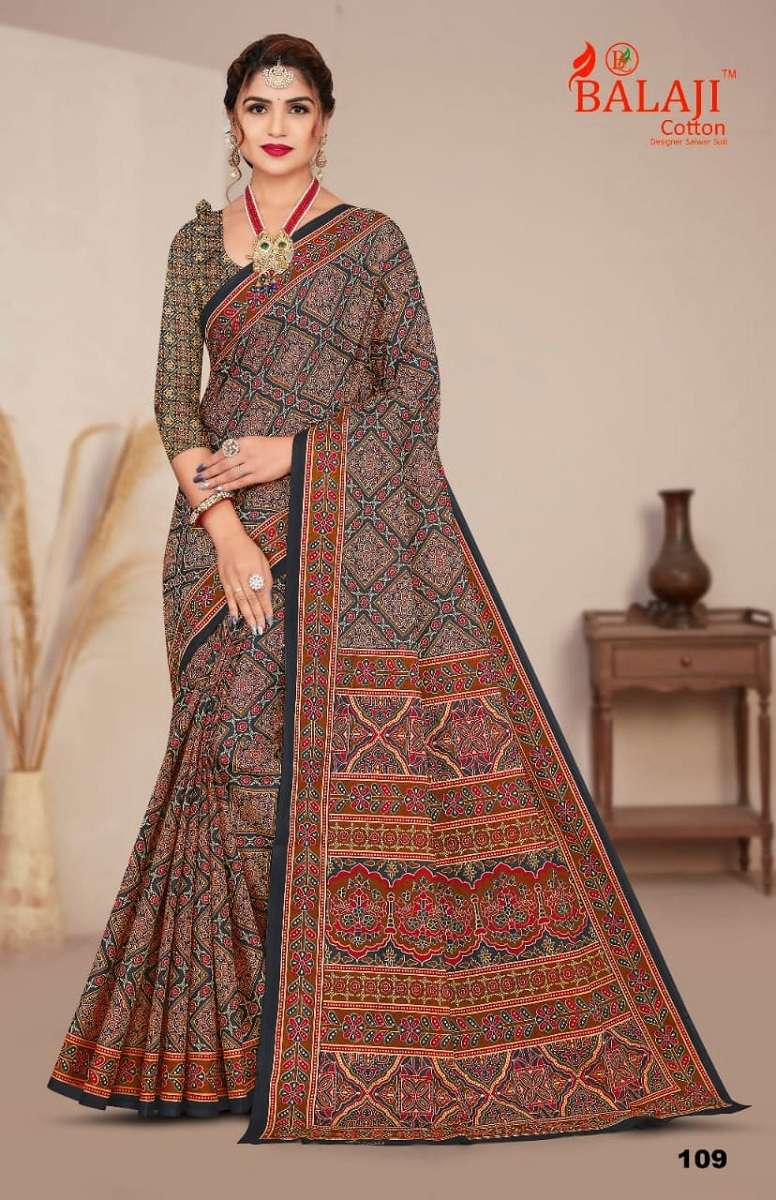 Balaji Ajrakh Cotton Saree -Wholesale Catalog